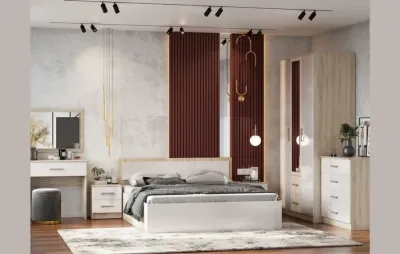 Спальня «Мартина» Дуб сонома/Белый глянец Комплектации 2 7 модулей Спальня «Мартина» Дуб сонома/Белый глянец Комплектации 2 7 модулей
