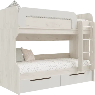 Детская двухъярусная кровать Юниор-4 Шарли белый/крафт белый