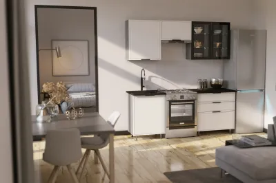 Кухня «Николь» Холст белый 2 метра Компановка №2