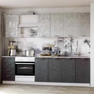 Кухня «Бетон» Снежный/Графит
