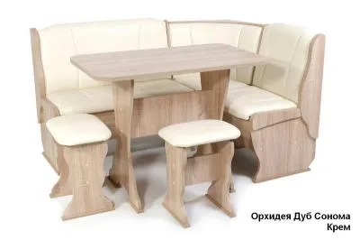 Кухонный уголок «Орхидея» Дуб сонома/Крем (ШхВхГ) 1500х850х1100 мм