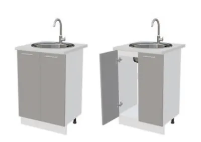 Кухня «Техно» Черный глянец Ш. ниж. под мойку ШНМ 600 БЕЗ СТОЛЕШНИЦЫ.