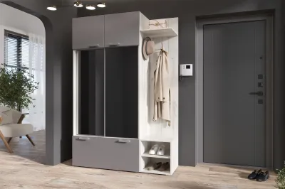 Прихожая «Стелла» Графит/дуб крафт белый (ШхВхГ): 1420х2100х440 мм