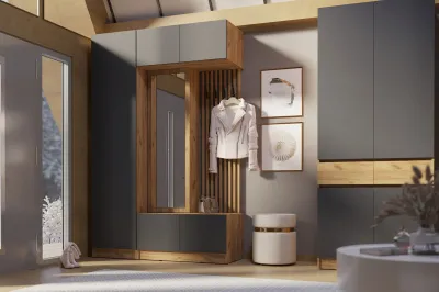 Прихожая «Роджина» Дуб крафт/Графит (ШхВхГ): 2550х2400х520 мм