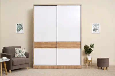 Прихожая Роджина Шкаф-купе Дуб крафт/Белый глянец 180 см