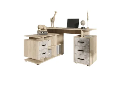 Стол компьютерный «Неаполь-1» Угловой Дуб сонома/Бетон светлый (Ш*Г) 1500х1200 мм