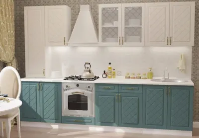 Кухня «Модена» Ваниль/Бирюза 