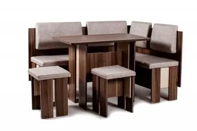 Кухонный уголок «Поло» Ясень/Рогожка серая (ШхВхГ) 1492х890х1108 мм