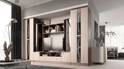 Гостиная «Венеция» Ясень светлый/Ясень темный (ШхВхГ) 3400x2200x530 мм