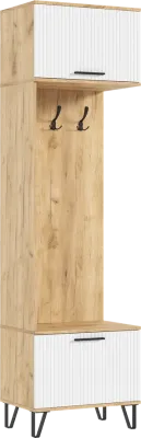 Прихожая Флэш шкаф с вешалками Браш Белый/ Дуб Крафт