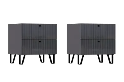 Тумбы прикроватные Оливия с 2 ящиками Графит глянец/графит 50 см