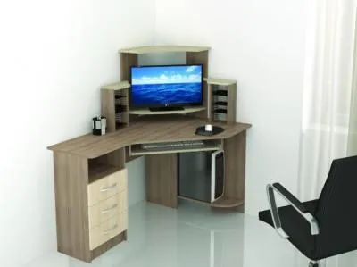 Стол компьютерный «Грета-7» Ясень шимо / Дуб сонома (Ш*Г*В) 1300*1335*900 мм