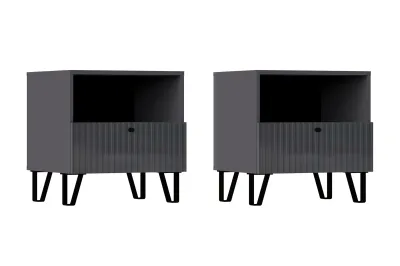 Тумбы прикроватные Оливия с 1 ящиком Графит глянец/графит 50 см