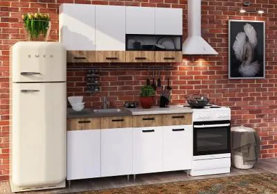 Кухня «Рио-1» ЛДСП белый/ дуб крафт 1.6 метра