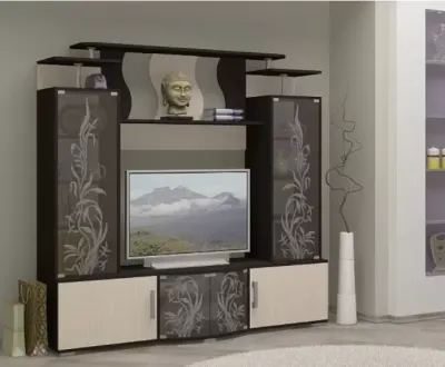 Гостиная «Виста» Центр. секция Дуб беленый/Венге (Ш*В*Г) 1850х1800х560 мм