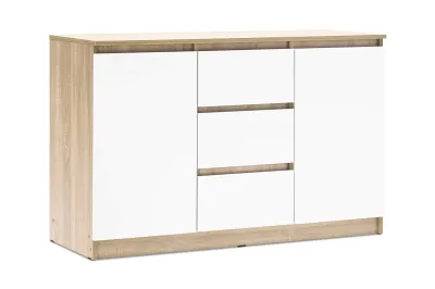 Комод «Челси» 1200 (2 двери 3 ящика) Белый глянец/сонома (ШхВхГ) 1200х768х450 мм Комод «Челси» 1200 (2 двери 3 ящика) Белый глянец/сонома (ШхВхГ) 1200х768х450 мм