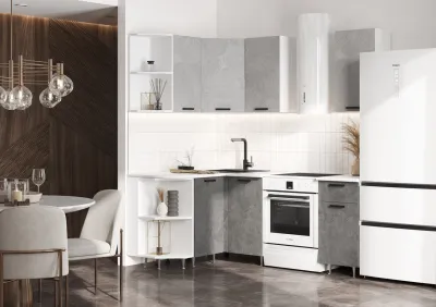 Кухня «Рио NEW» угловая 2,0*1,3 м  ЛДСП бетон темный/бетон светлый