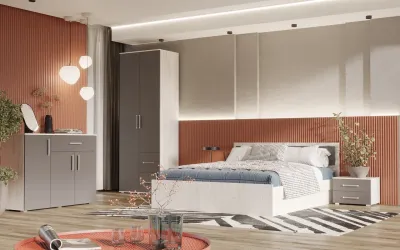 Спальня Фиеста NEW Графит/дуб крафт белый Вариант №4