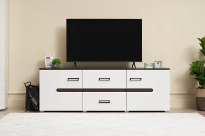 Тумба под ТВ «Ким» Венге/Белый глянец (Ш*Г*В) 1600x420x543 мм