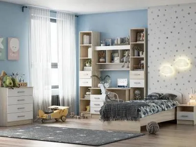 Детская «Мартина» Дуб Сонома/Белый глянец Комплектации 2 6 модулей Детская «Мартина» Дуб Сонома/Белый глянец Комплектации 2 6 модулей