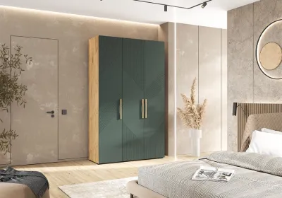 Шкаф 3-х ств. «Ирис» Браш Мени Грин/Дуб крафт  (ШхВхГ) 1350х2236х506 мм