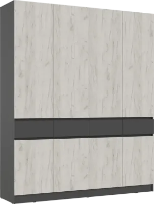 Прихожая Роджина Шкаф 4-х ств. Графит/дуб крафт белый 200 см