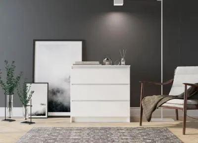 Комод «Челси» 800 (3 ящика) Белый глянец/белый (ШхВхГ) 802х768х330 мм