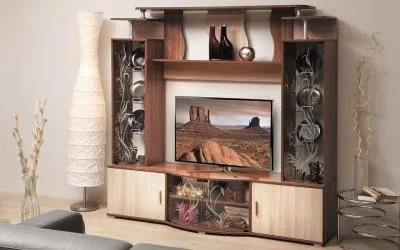 Гостиная «Виста» Центр. секция Ясень светл/Ясень темн (Ш*В*Г) 1850х2120х560 мм