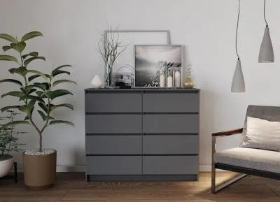 Комод «Челси» 8 ящиков Графит/графит (ШхВхГ) 1202х995х450 мм