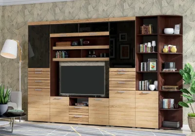 Гостиная «Асти» Вариант №4 Сонома/венге (ШхВхГ) 3306х2150х382 мм