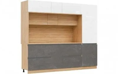 Кухня «Карина» Белый глянец/Бетон темный 2650 (Ш*В*Г) 2650х2268х600 мм