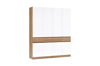Прихожая Роджина Шкаф 4-х ств. Дуб крафт/Белый глянец 200 см