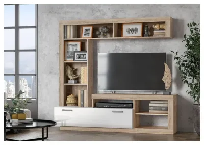 Гостиная «Ангара» Центр. секция Сонома/Белый (Ш*В*Г) 1705х1705х416 мм