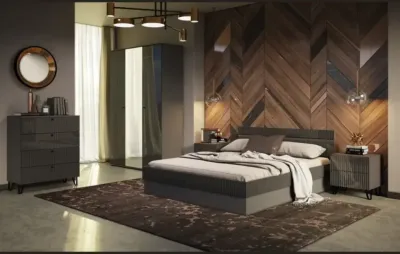 Спальня Оливия Графит глянец/графит Комплектации №1