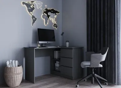 Стол письменный угловой «Челси» Графит/графит (ШхВхГ) 1300х768х904 мм