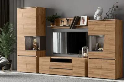 Гостиная «Соренто» Дуб крафт/Бетон темный Комплектации 1 (ШхВхГ) 2808х2006х418 мм Гостиная «Соренто» Дуб крафт/Бетон темный Комплектации 1 (ШхВхГ) 2808х2006х418 мм