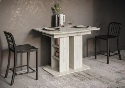 Стол обеденный раздвижной Оливер-04 дуб крафт белый/дуб крафт белый Стол обеденный раздвижной Оливер-04 дуб крафт белый/дуб крафт белый