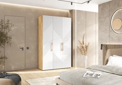 Шкаф 3-х ств. «Ирис» Браш Вайт/Дуб крафт  (ШхВхГ) 1350х2236х506 мм