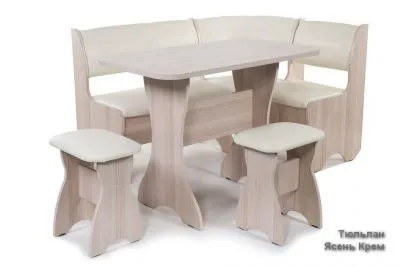 Кухонный уголок «Тюльпан» Ясень/Крем (ШхВхГ) 1350х840х1000 мм