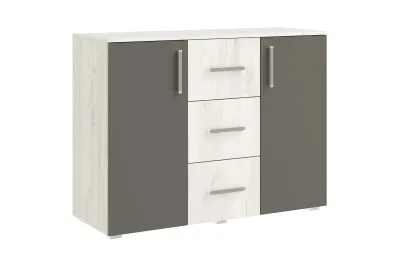Комод Фиеста NEW 2 ств.+3 ящ. Графит/дуб крафт белый 120 см