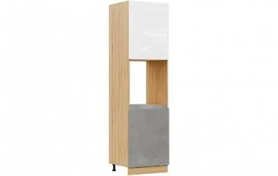 Кухня «Карина» Пенал №1 для встраиваемой бытовой техники Белый глянец/Бетон светлый (Ш*В*Г) 600х2268х574 мм