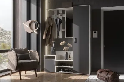 Прихожая «Визит» Графит/Дуб крафт белый (Ш*В*Г) 1440х2052х400 мм