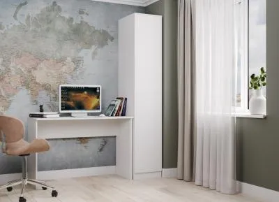 Пенал «Челси» 1 створка Белый глянец/белый (ШхВхГ) 402х2022х514 мм