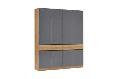 Прихожая Роджина Шкаф 4-х ств. Дуб крафт/Графит 200 см