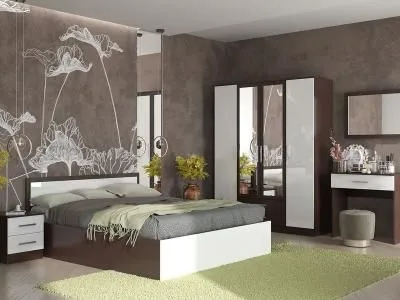 Спальня « Ким » Венге/Белый глянец Комплектации 1 6 модулей