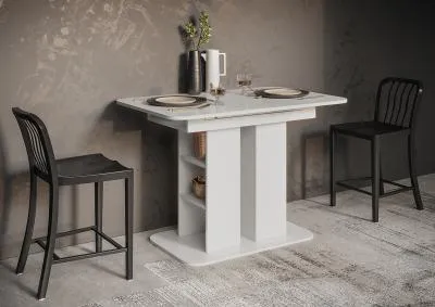 Стол обеденный раздвижной Оливер-04 белое дерево/белое дерево Стол обеденный раздвижной Оливер-04 белое дерево/белое дерево