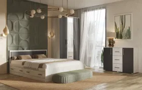 Спальня Фиеста NEW Графит/ дуб крафт белый Спальня Фиеста NEW Графит/ дуб крафт белый