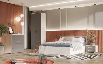 Спальня Фиеста NEW Графит/дуб крафт белый Вариант №3