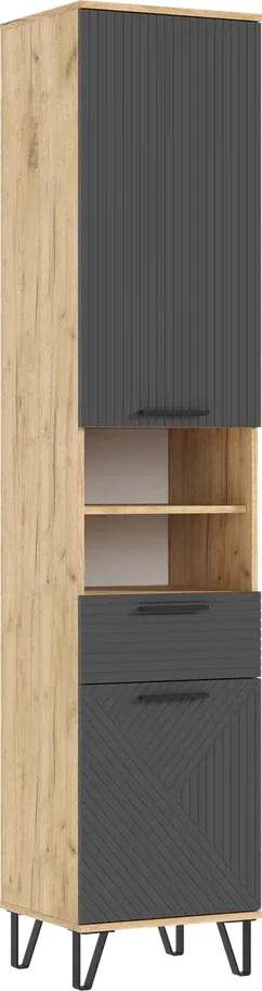 Прихожая Флэш Пенал открытый Браш Графит/ Дуб Графит  Прихожая Флэш Пенал открытый Браш Графит/ Дуб Графит