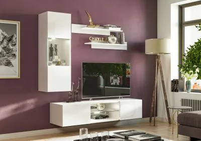 Гостиная «Флорис-3» Белый глянец (Ш*Г) 1600*458 мм. Гостиная «Флорис-3» Белый глянец (Ш*Г) 1600*458 мм.